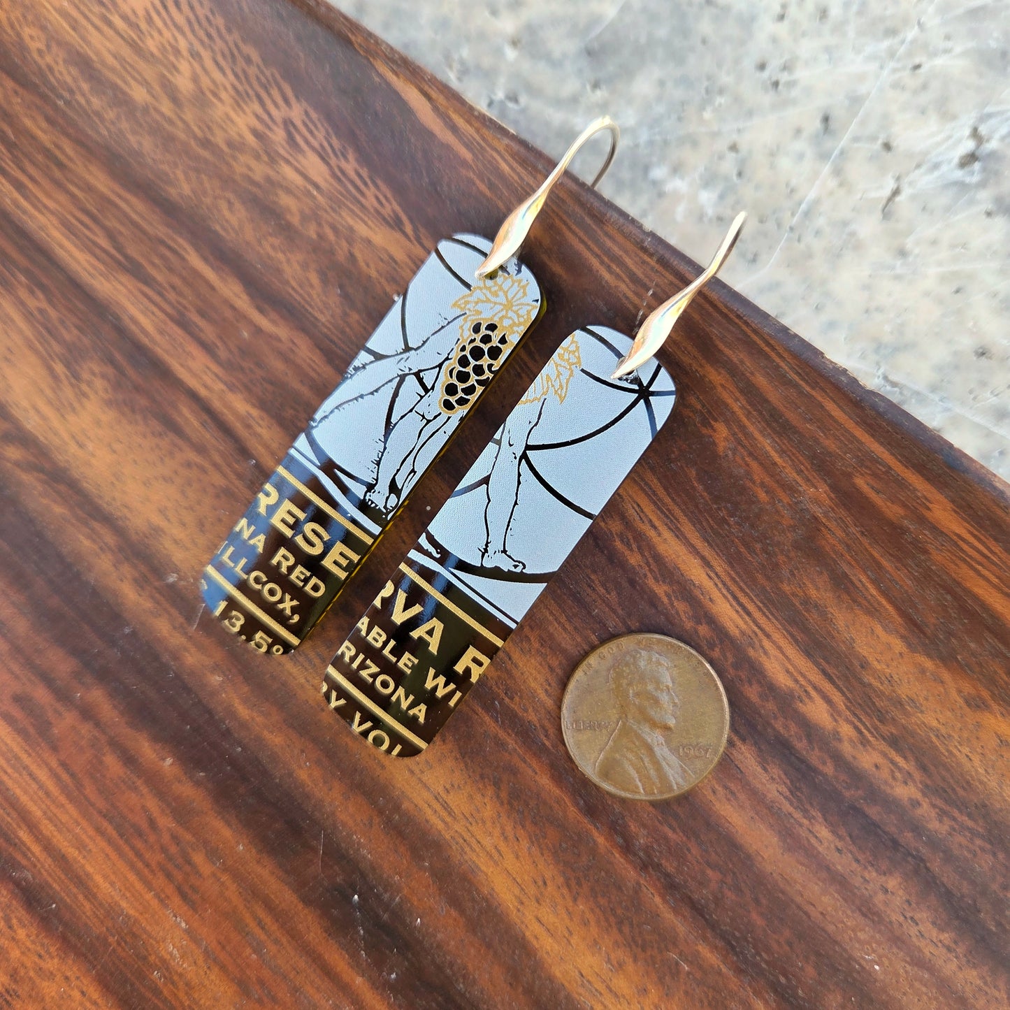 AZ Wine Bottle Glass Earrings | Reclaimed Glass Sterling Silver Earrings