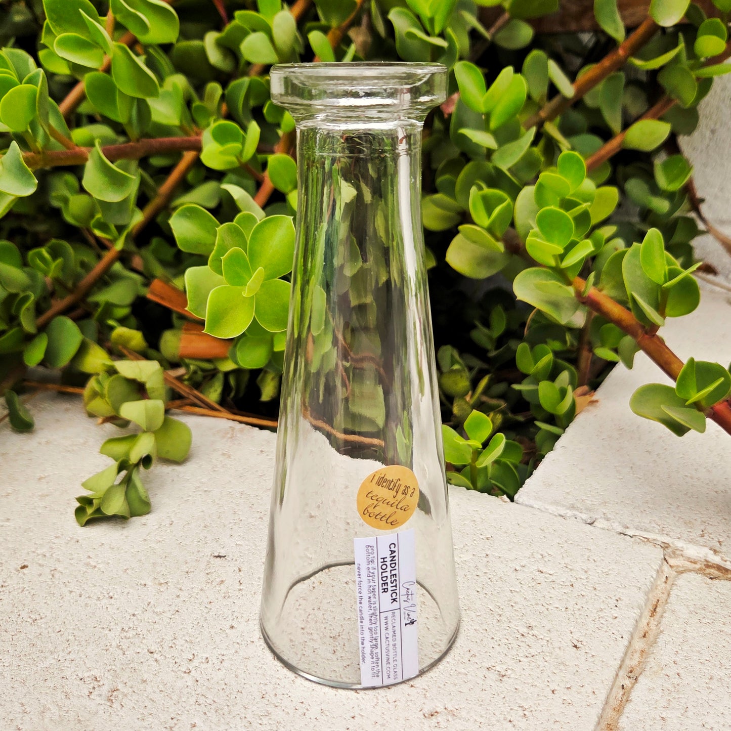 Glass Candlestick Holder | Tequila Bottle