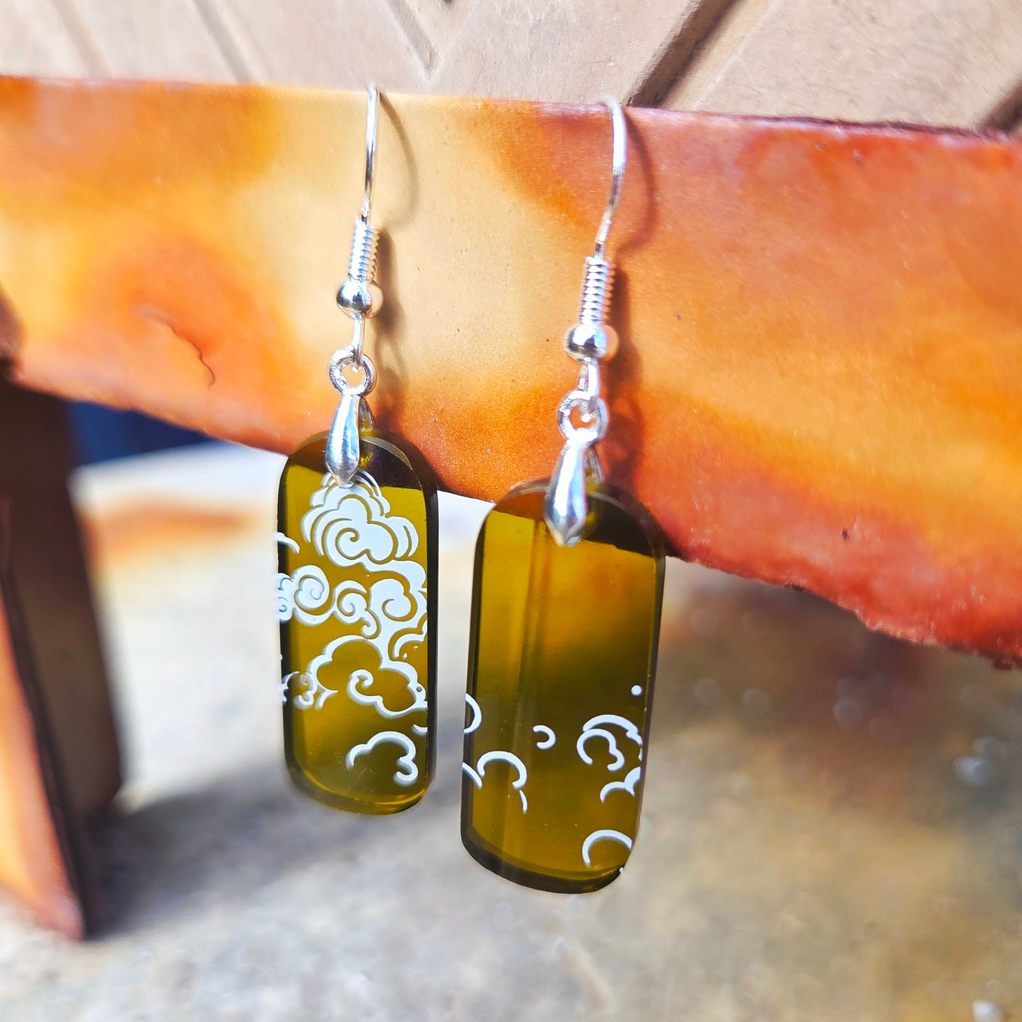 Cloud Wine Bottle Earrings | Reclaimed Glass Jewelry