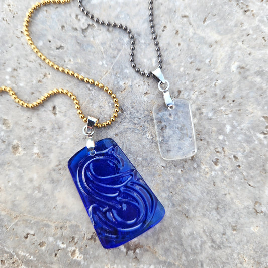 Letter S Necklace | Recycled Bottle Glass Initial Pendant