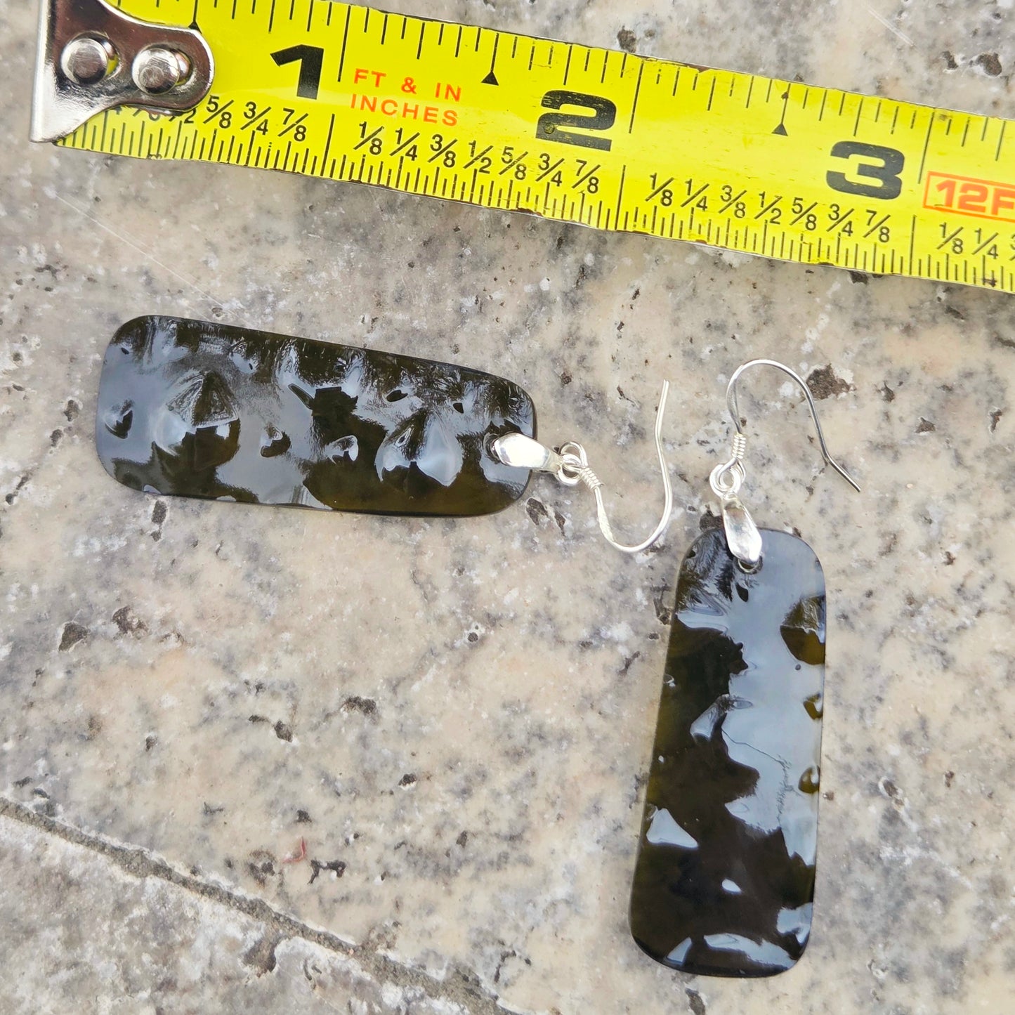 Small Studded Glass Earrings | Reclaimed Prosecco Bottles | Sterling Silver