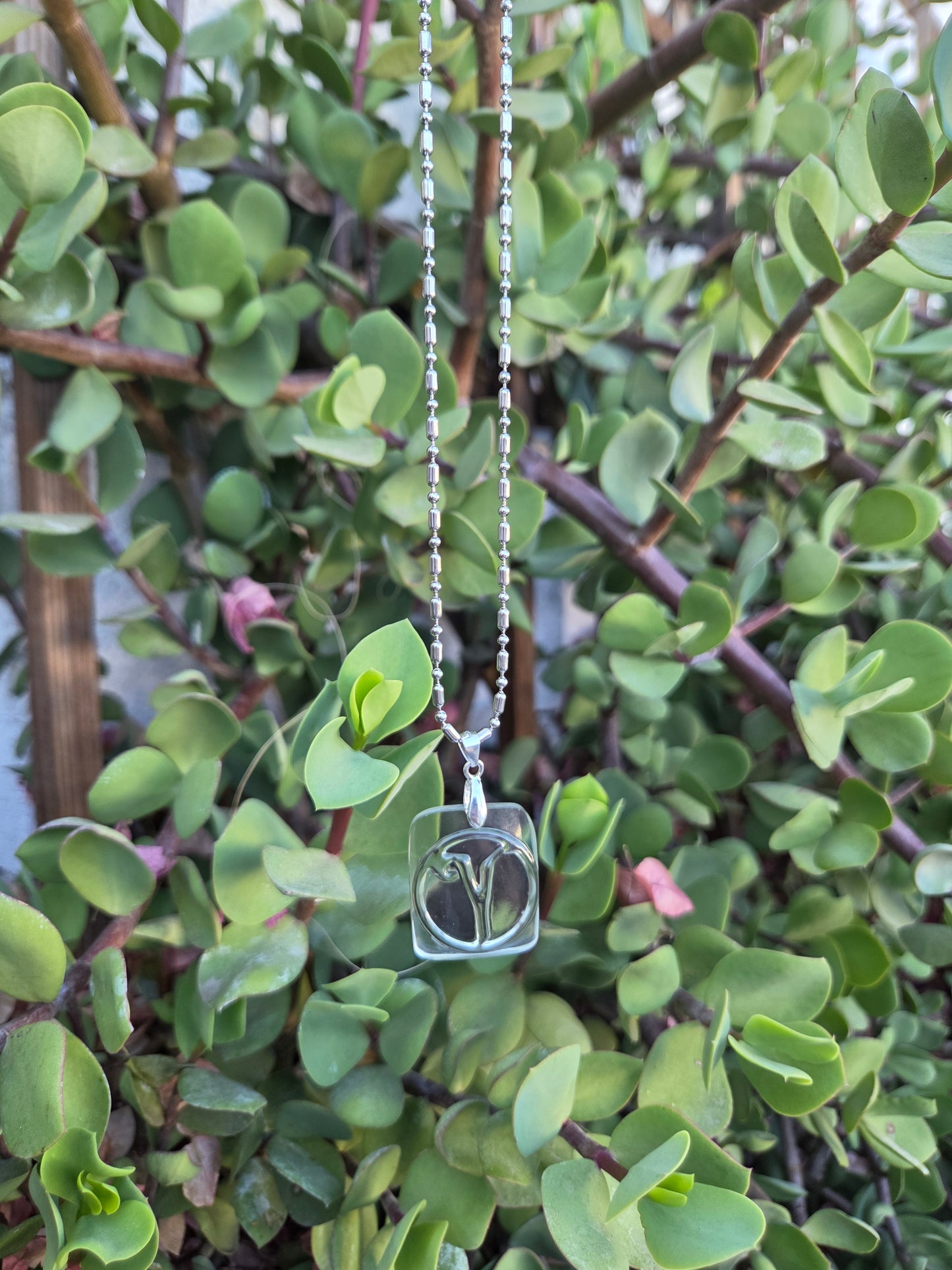 Aires/Y Initial Necklace | Reclaimed Glass Bottle Jewelry