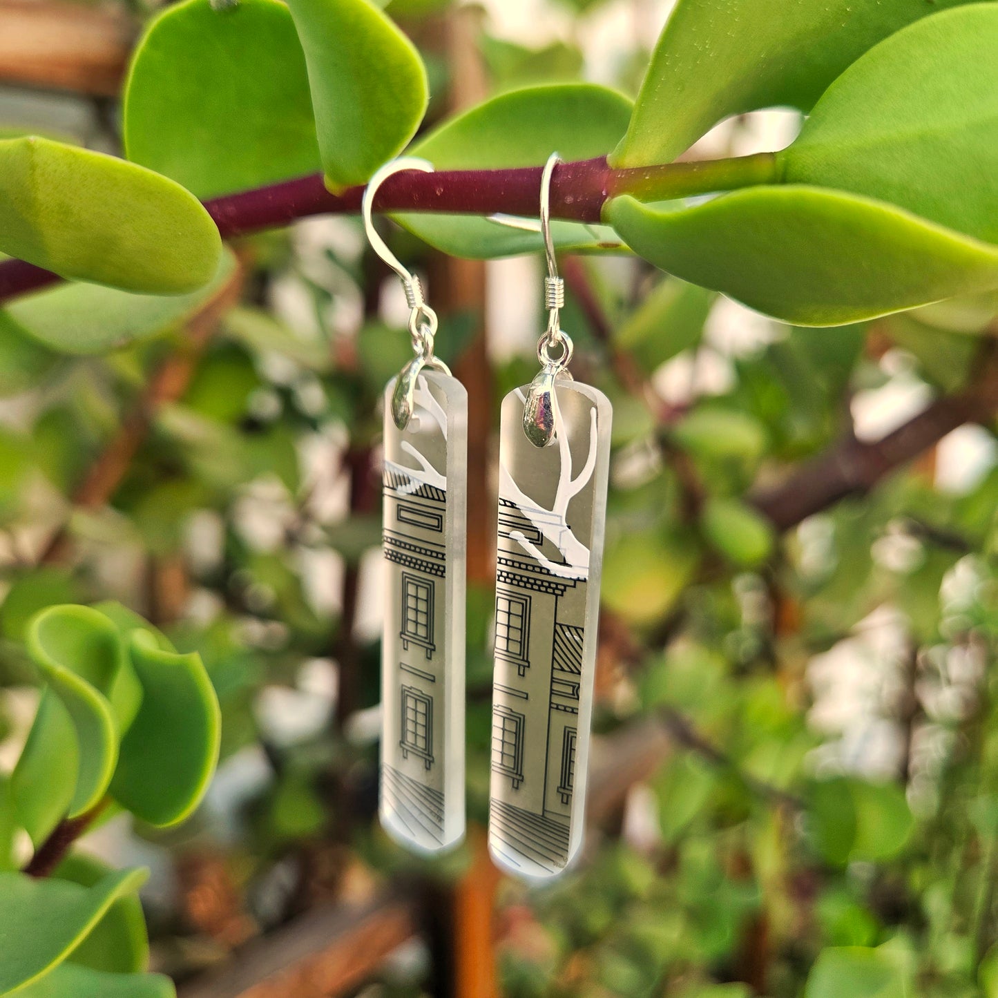 Vodka Bottle House Glass Earrings | Reclaimed Glass Jewelry