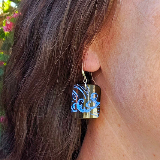 Small Ocean Wine Bottle Earrings | Reclaimed Glass | Sterling Silver