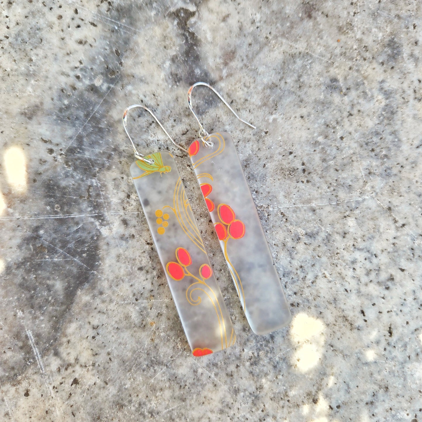 Abstract Floral Glass Earrings | Reclaimed Wine Bottles