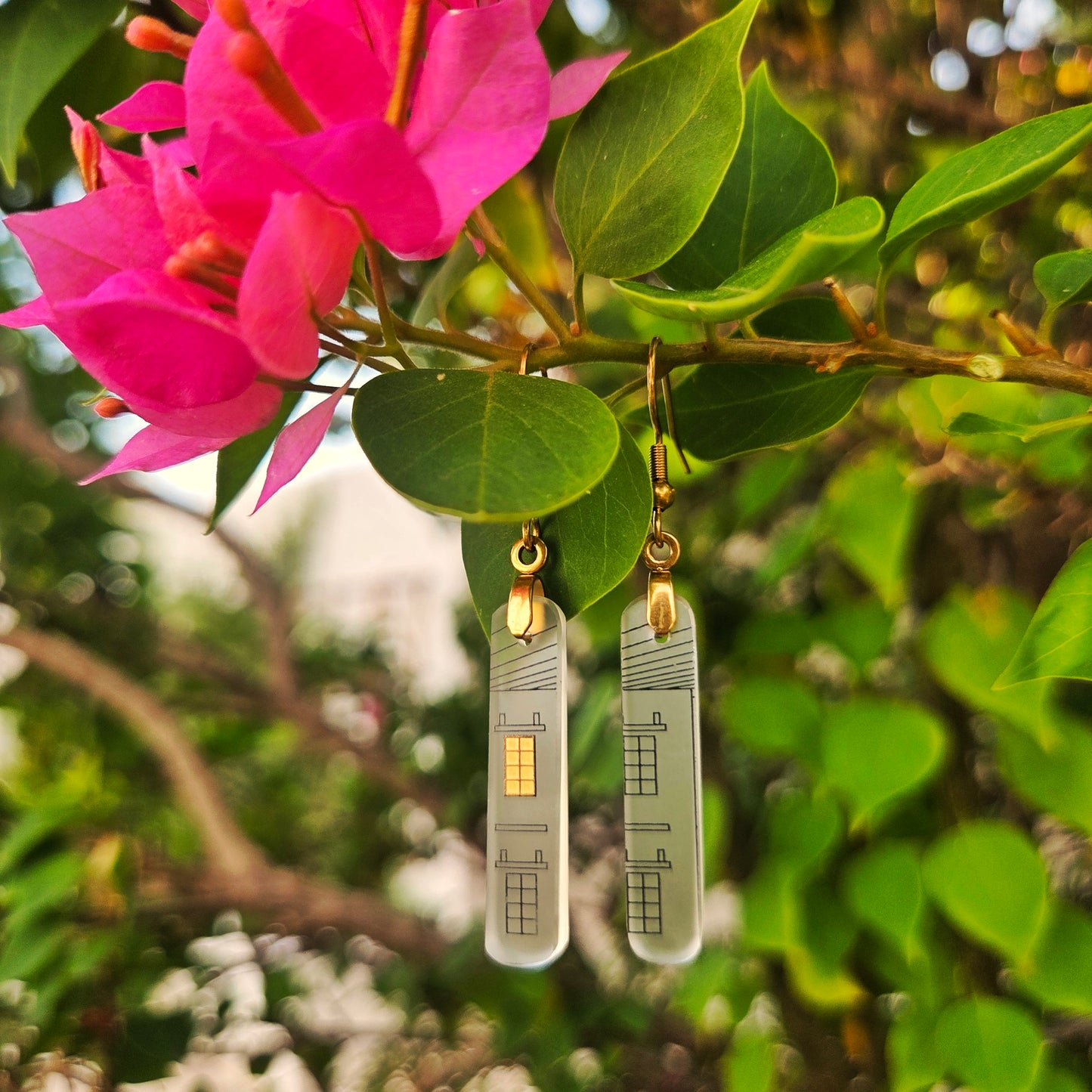Vodka Bottle House Glass Earrings | Reclaimed Glass Jewelry