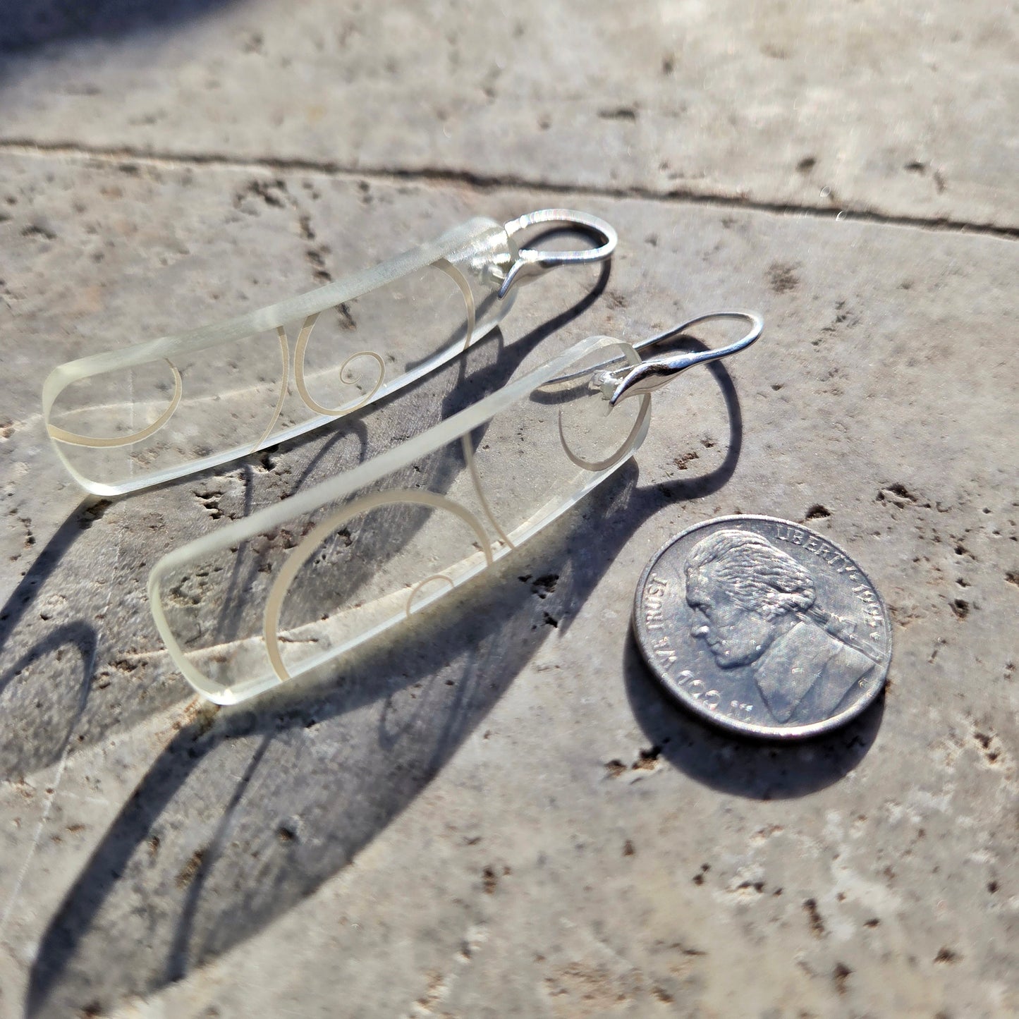 Glass Swirl Wine Bottle Earrings | Reclaimed Glass | Sterling Silver