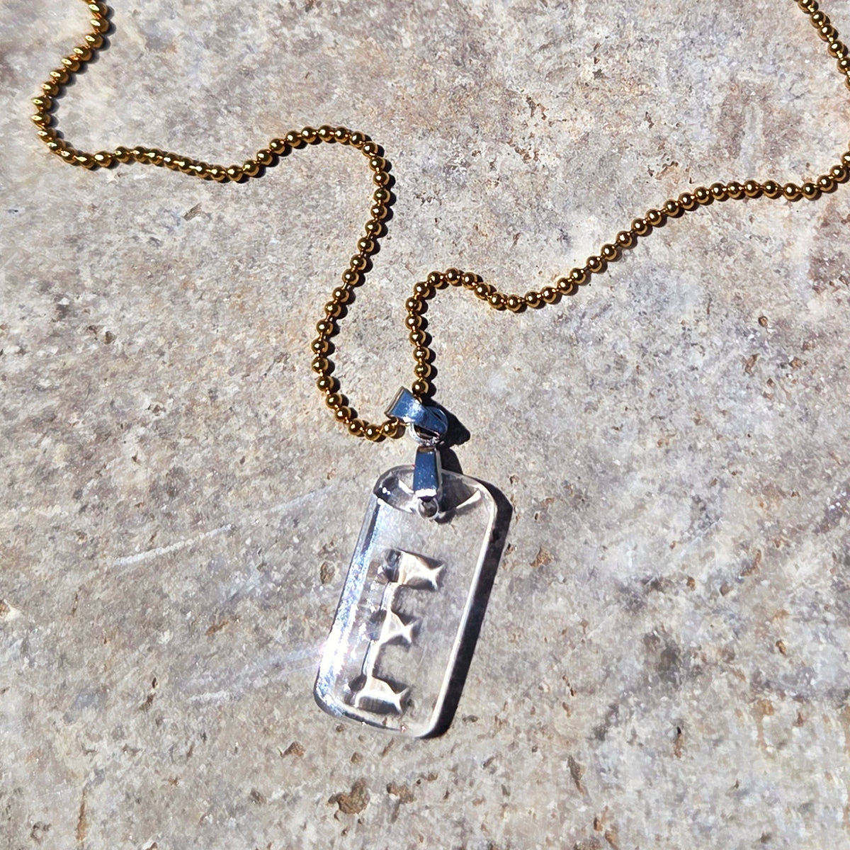 Letter E Necklace | Recycled Whiskey Bottle Glass Pendant