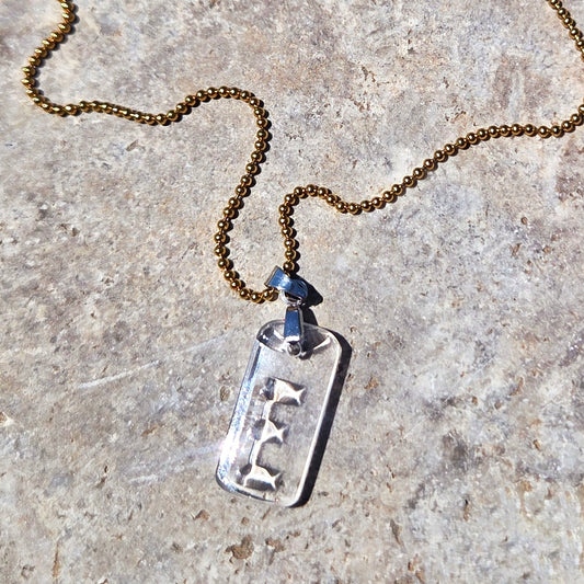 Letter E Necklace | Recycled Whiskey Bottle Glass Pendant