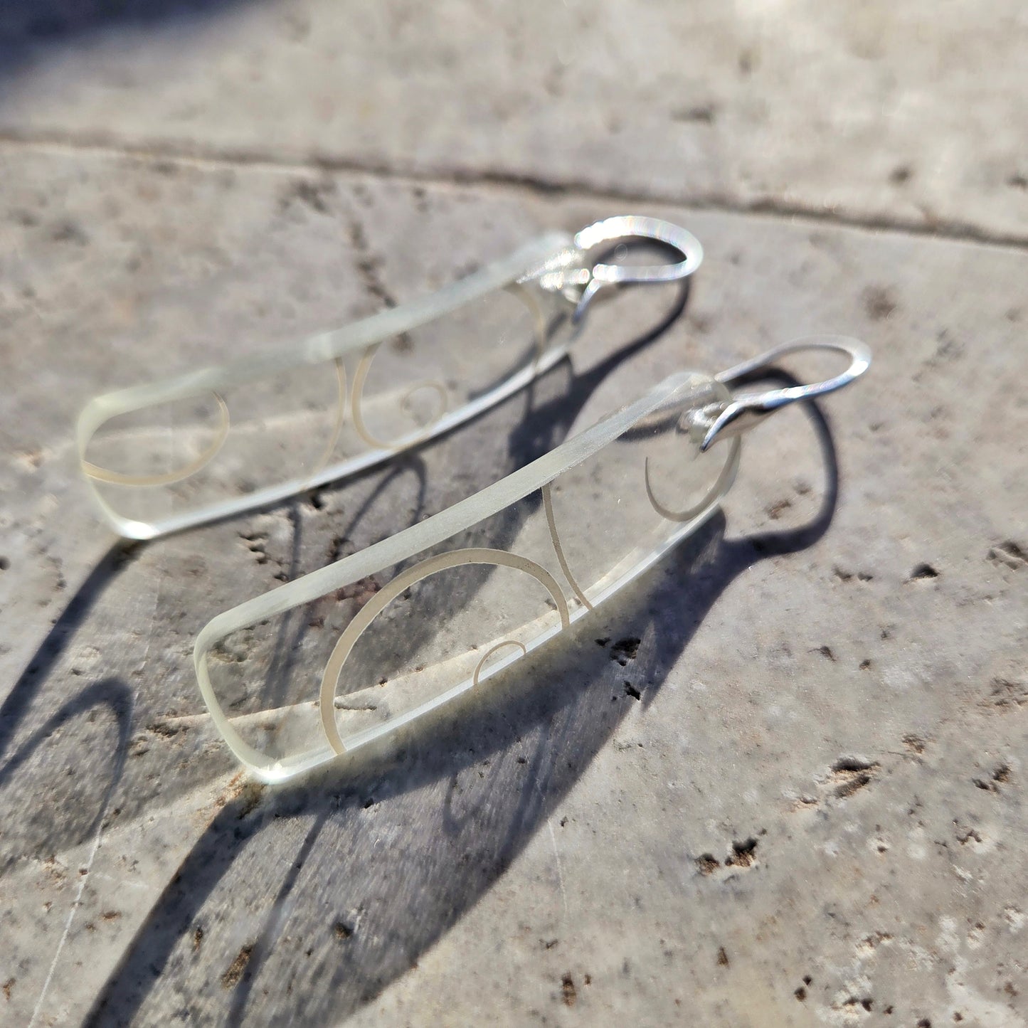 Glass Swirl Wine Bottle Earrings | Reclaimed Glass | Sterling Silver