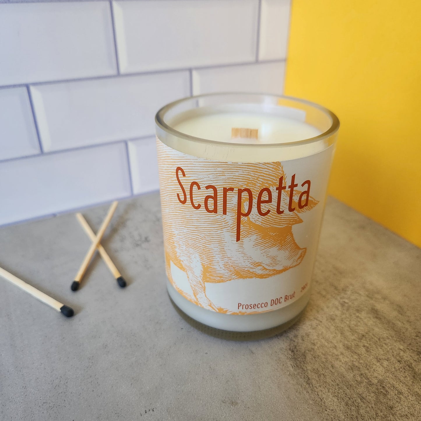 Succulent Garden" Scented Candle in a Recycled "Scarpetta Prosecco" Wine Bottle