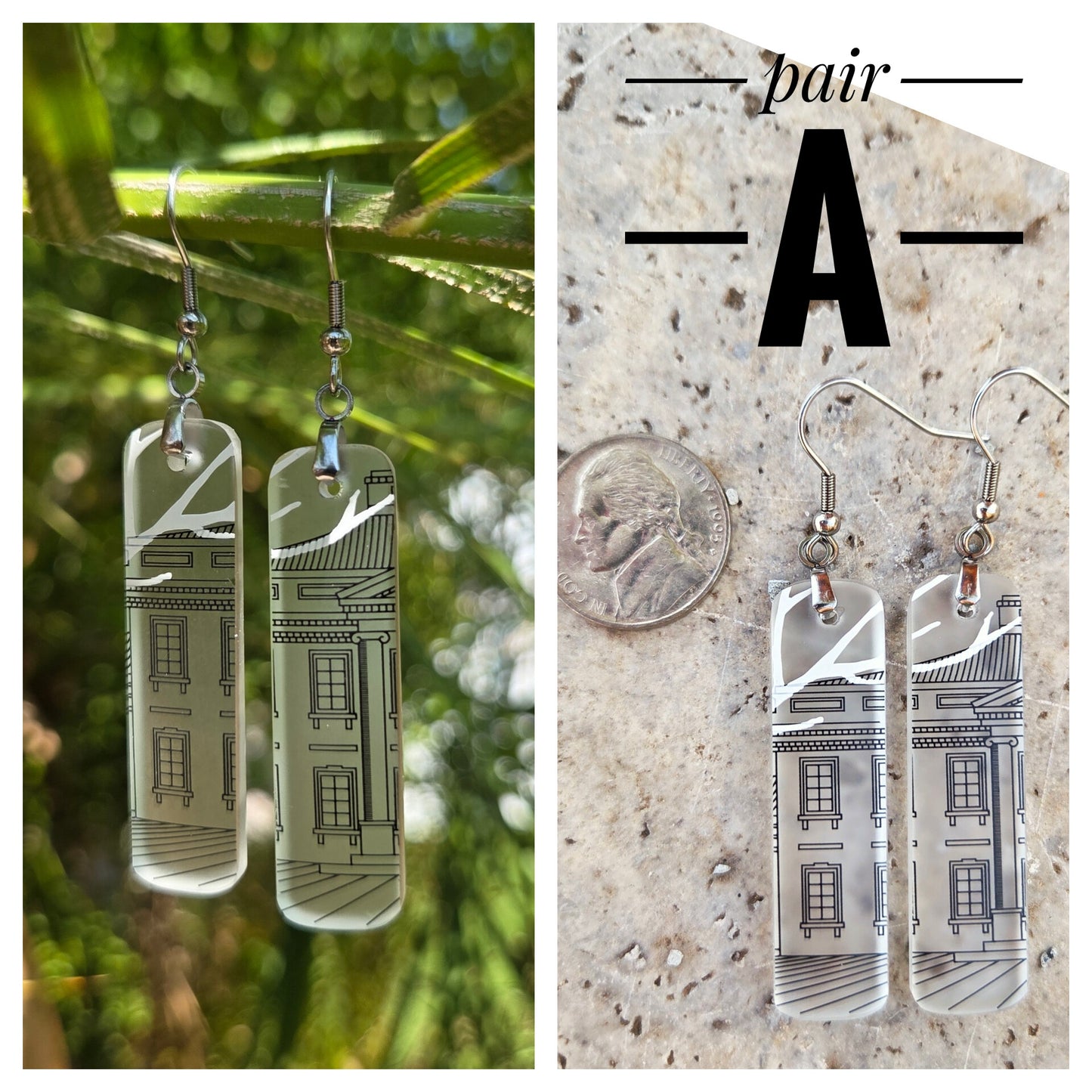 Vodka Bottle House Glass Earrings | Reclaimed Glass Jewelry