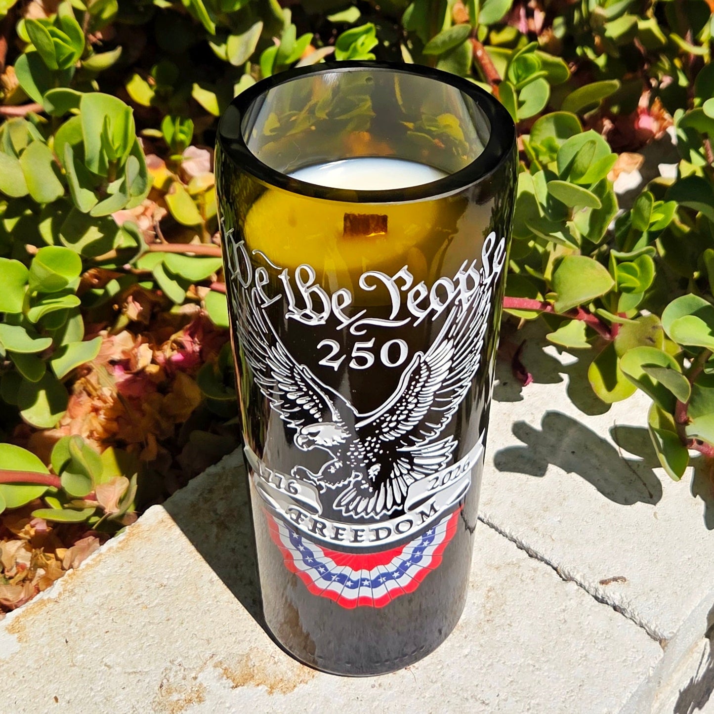 USA 250 Etched Wine Bottle Candle