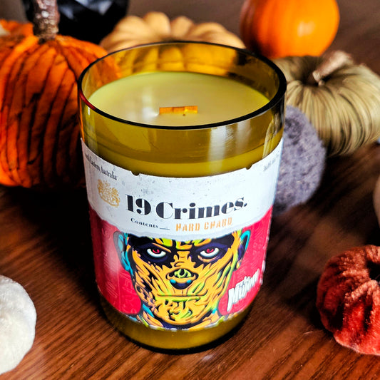 Spooky Wine Bottle Candle | Animated Mummy Label | Pumpkin Crème or Custom Scent