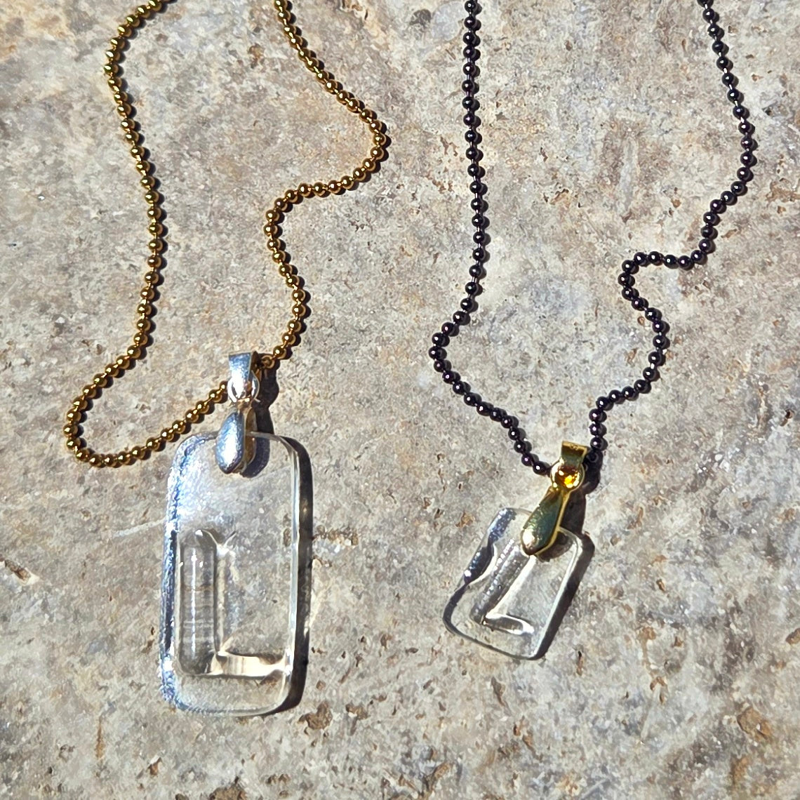 Letter L Necklace | Recycled Bourbon Bottle Glass Pendant