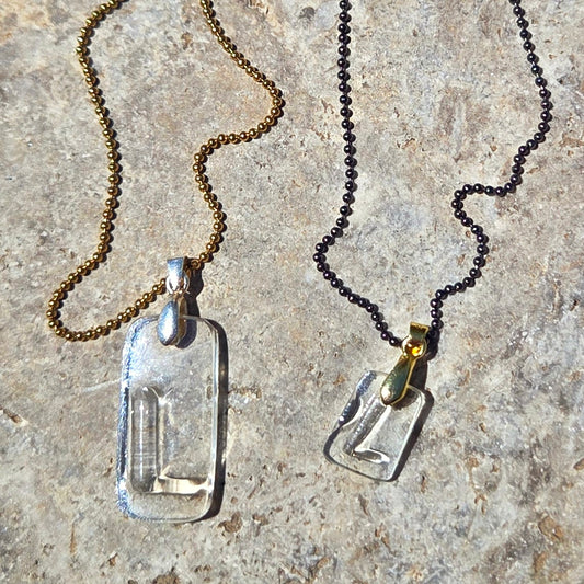 Letter L Necklace | Recycled Bourbon Bottle Glass Pendant