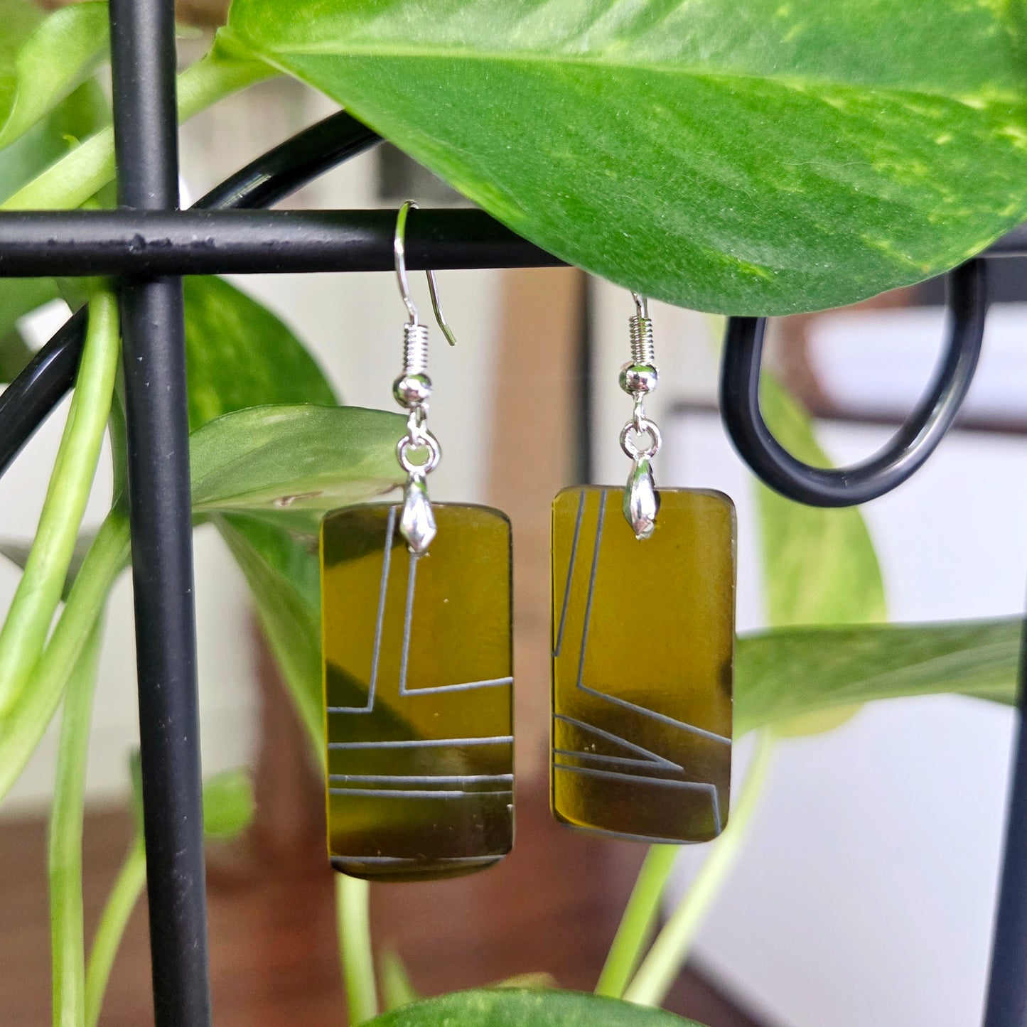 Geometric Glass Earrings | Reclaimed Wine Bottle Jewelry