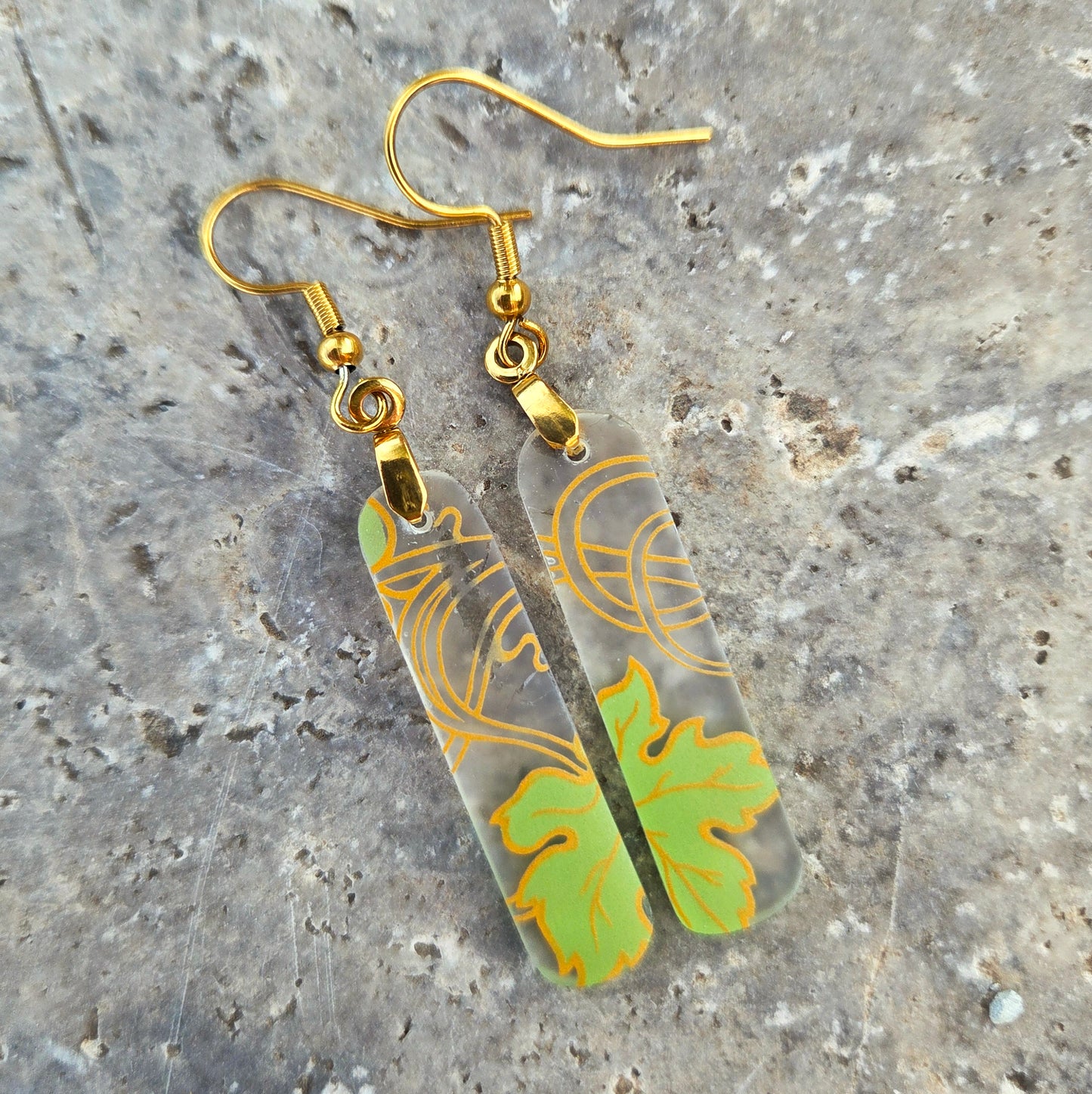 Grape Vine Glass Earrings | Reclaimed Wine Bottle Jewelry