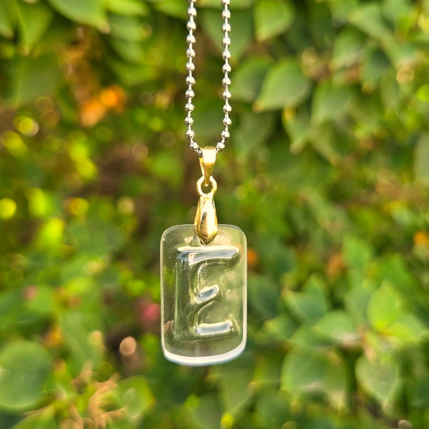 Letter E Necklace | Recycled Whiskey Bottle Glass Pendant