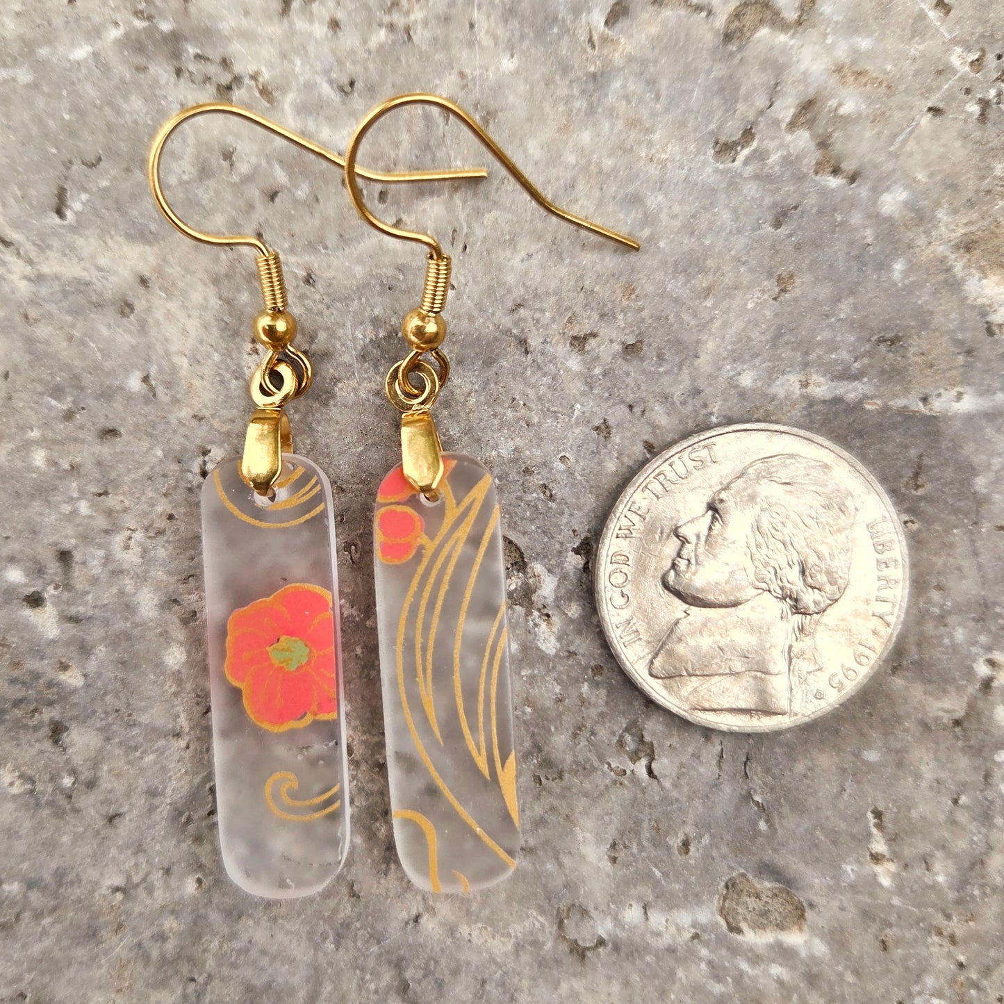 Abstract Floral Glass Earrings | Reclaimed Wine Bottles