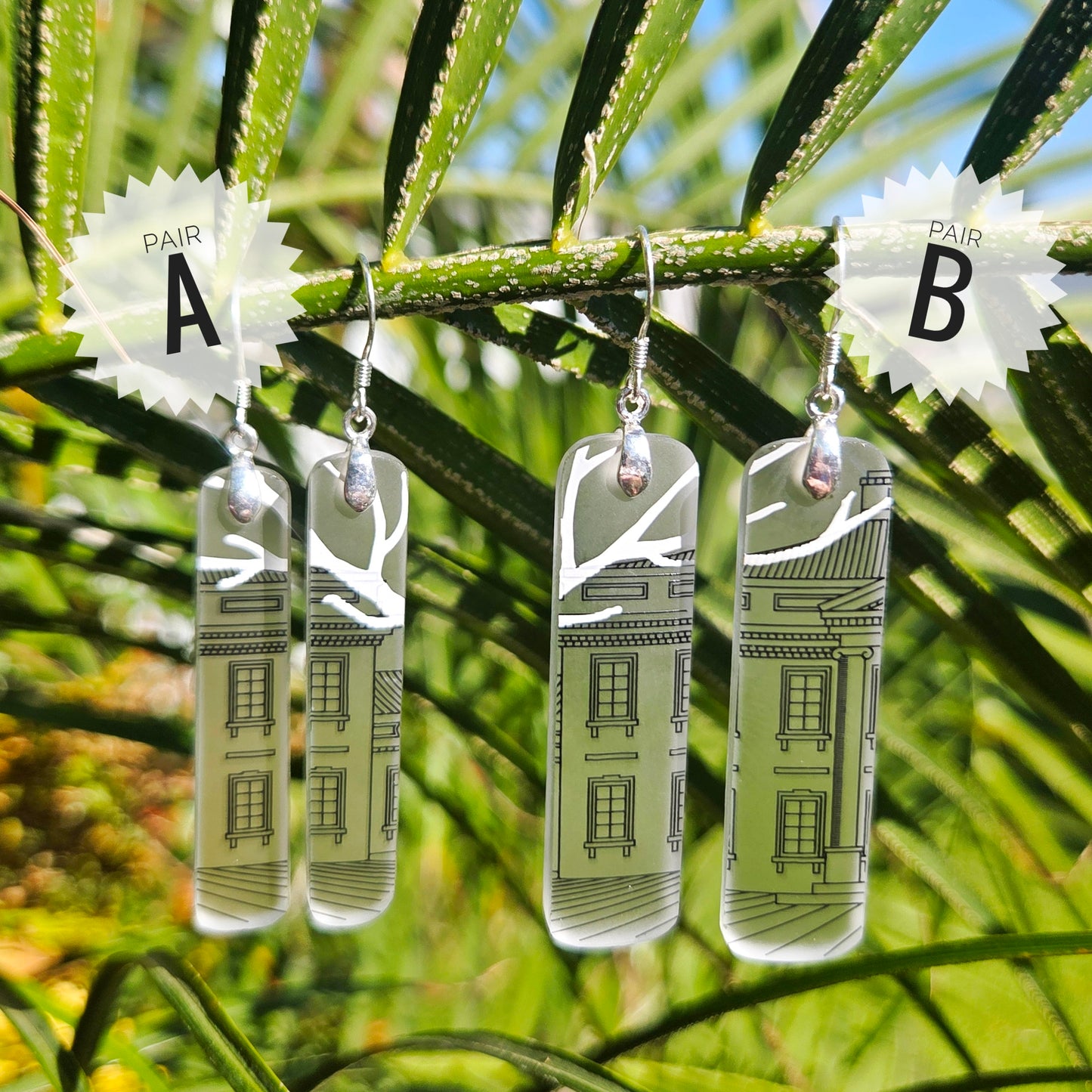 Vodka Bottle House Glass Earrings | Reclaimed Glass Jewelry