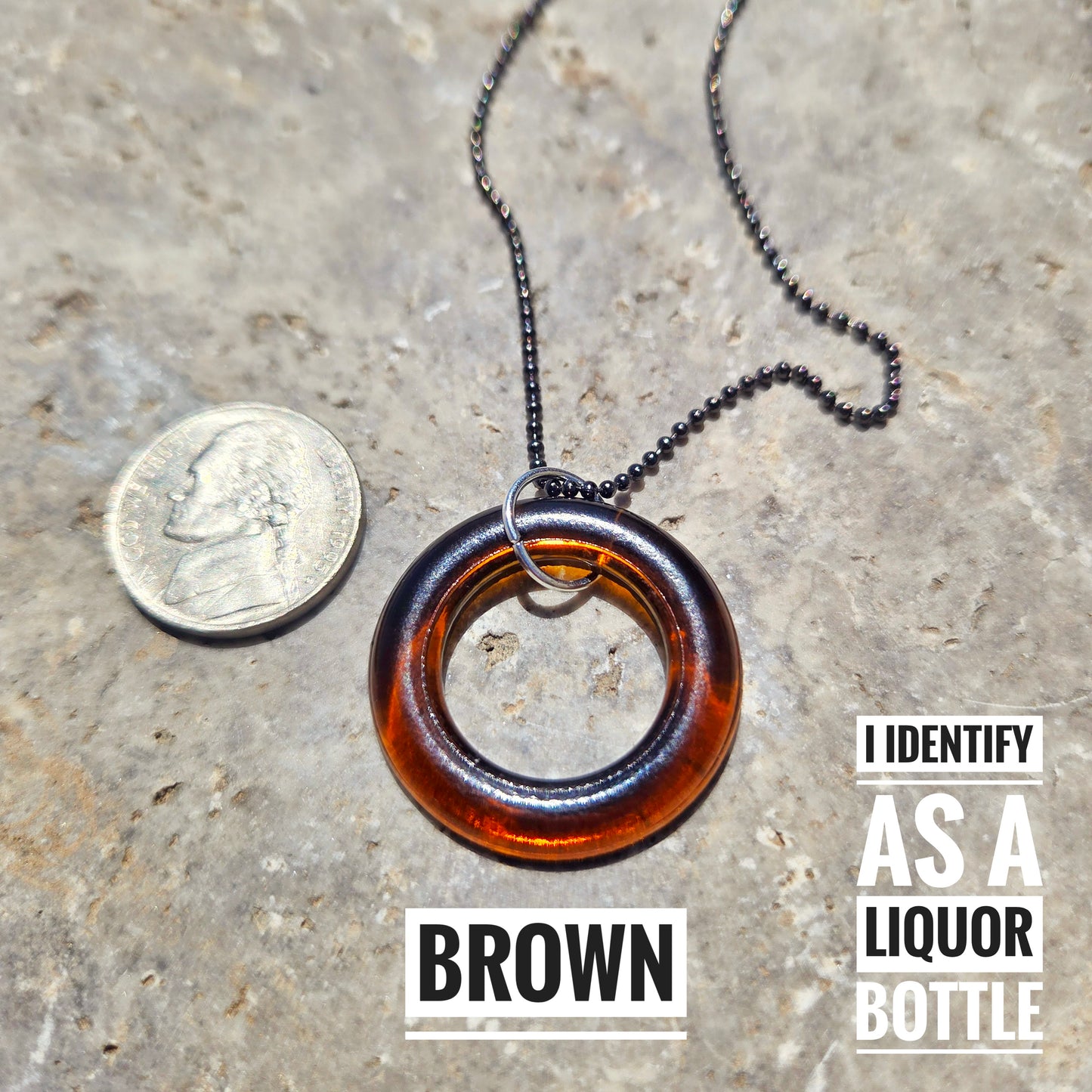 Recycled Bottle Glass Circle Necklace | Upcycled Glass Pendant