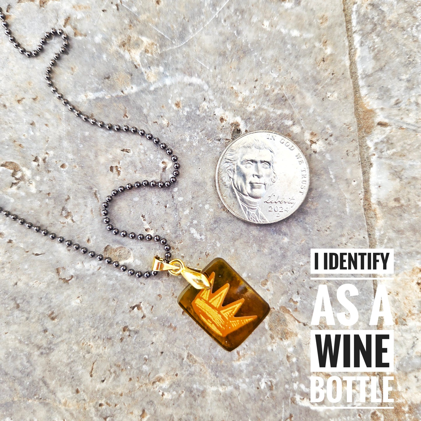 Glass Crown Necklace | Recycled Wine Bottle Pendant