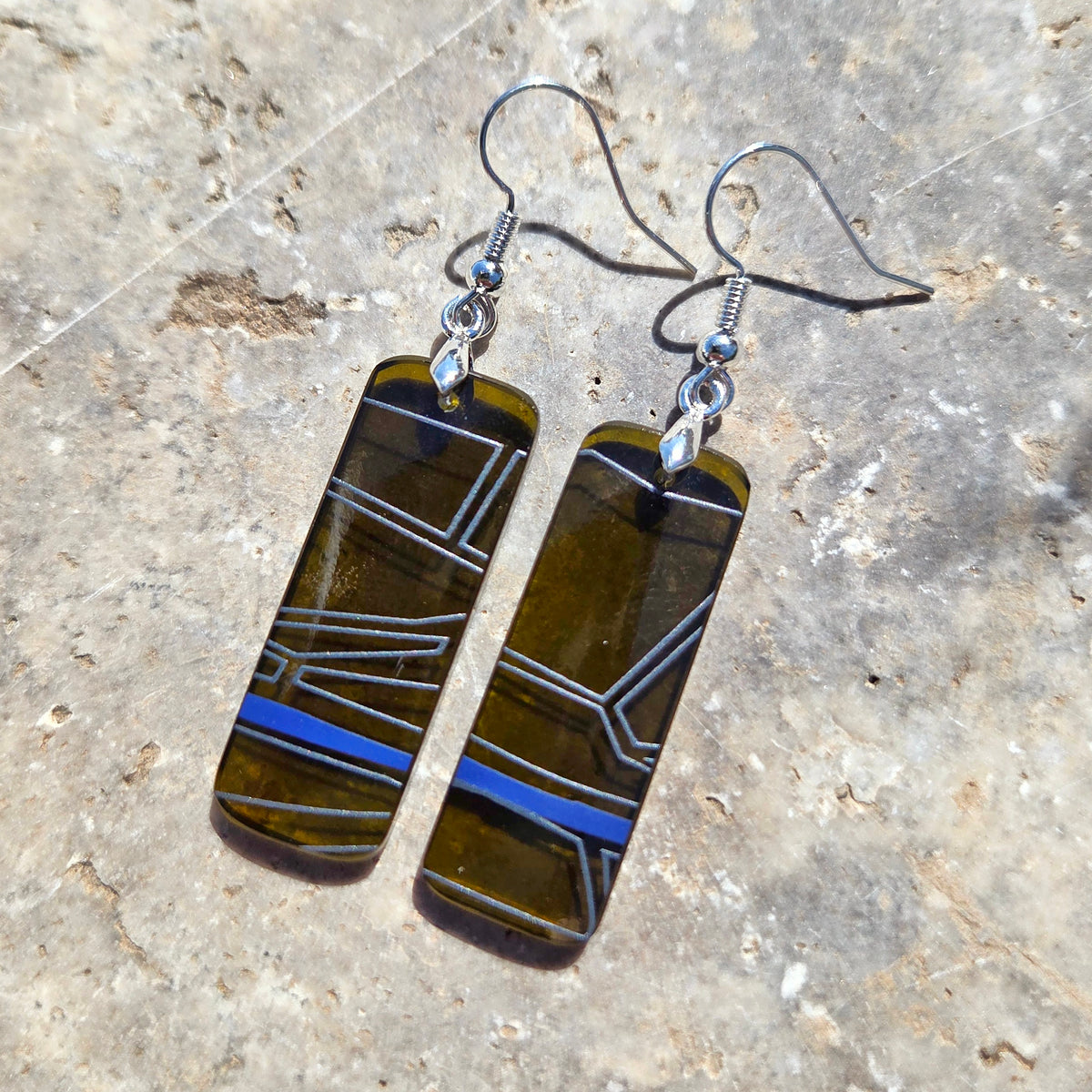Geometric Glass Earrings | Reclaimed Wine Bottle Jewelry