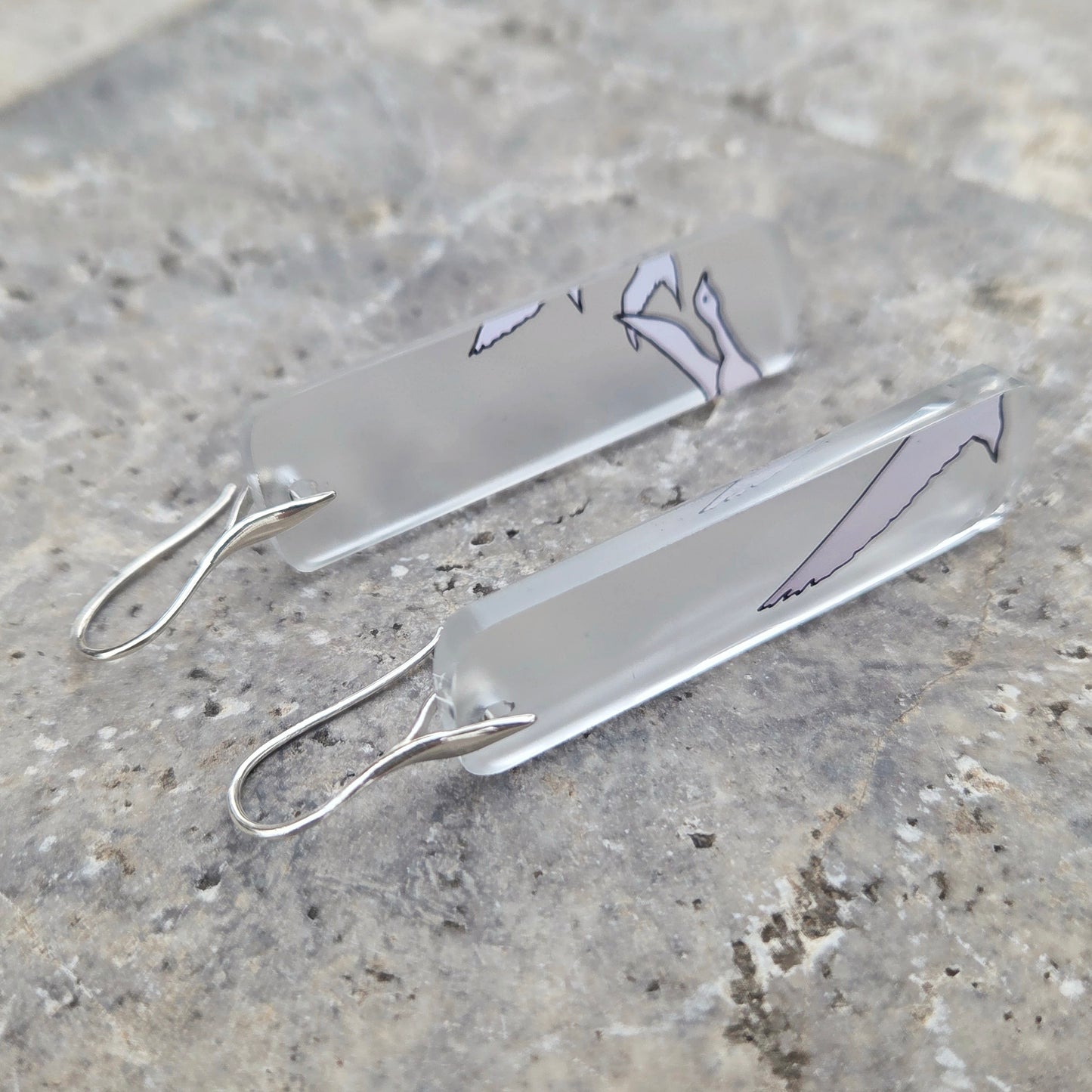 Goose Glass Earrings | Reclaimed Vodka Bottles | Sterling Silver