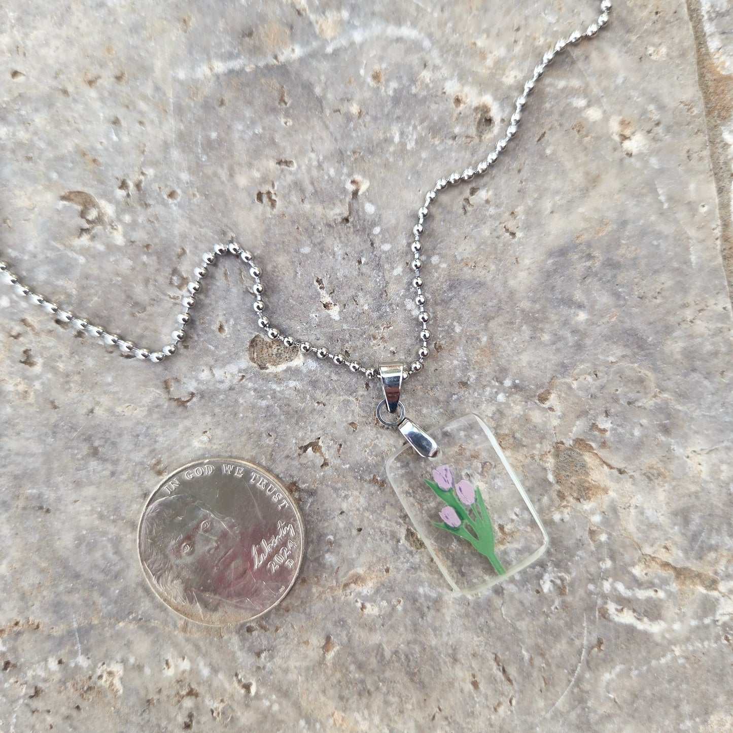 Recycled Milk Bottle Glass Necklace | Tulip Bouquet