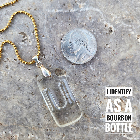 Letter U Necklace | Recycled Bourbon Bottle Glass Pendant