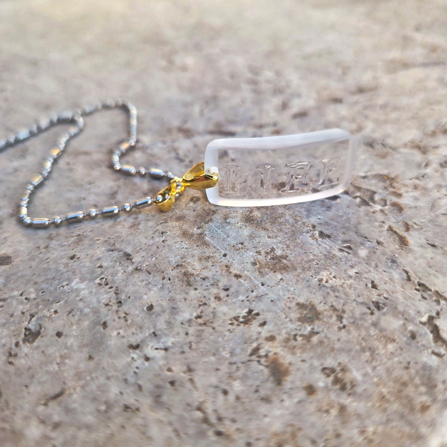 "Life" Glass Necklace | Reclaimed Liquor Bottle Jewelry | Choose Your Chain