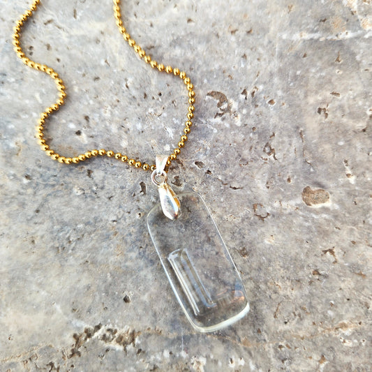 Letter L Necklace | Recycled Bourbon Bottle Glass Pendant