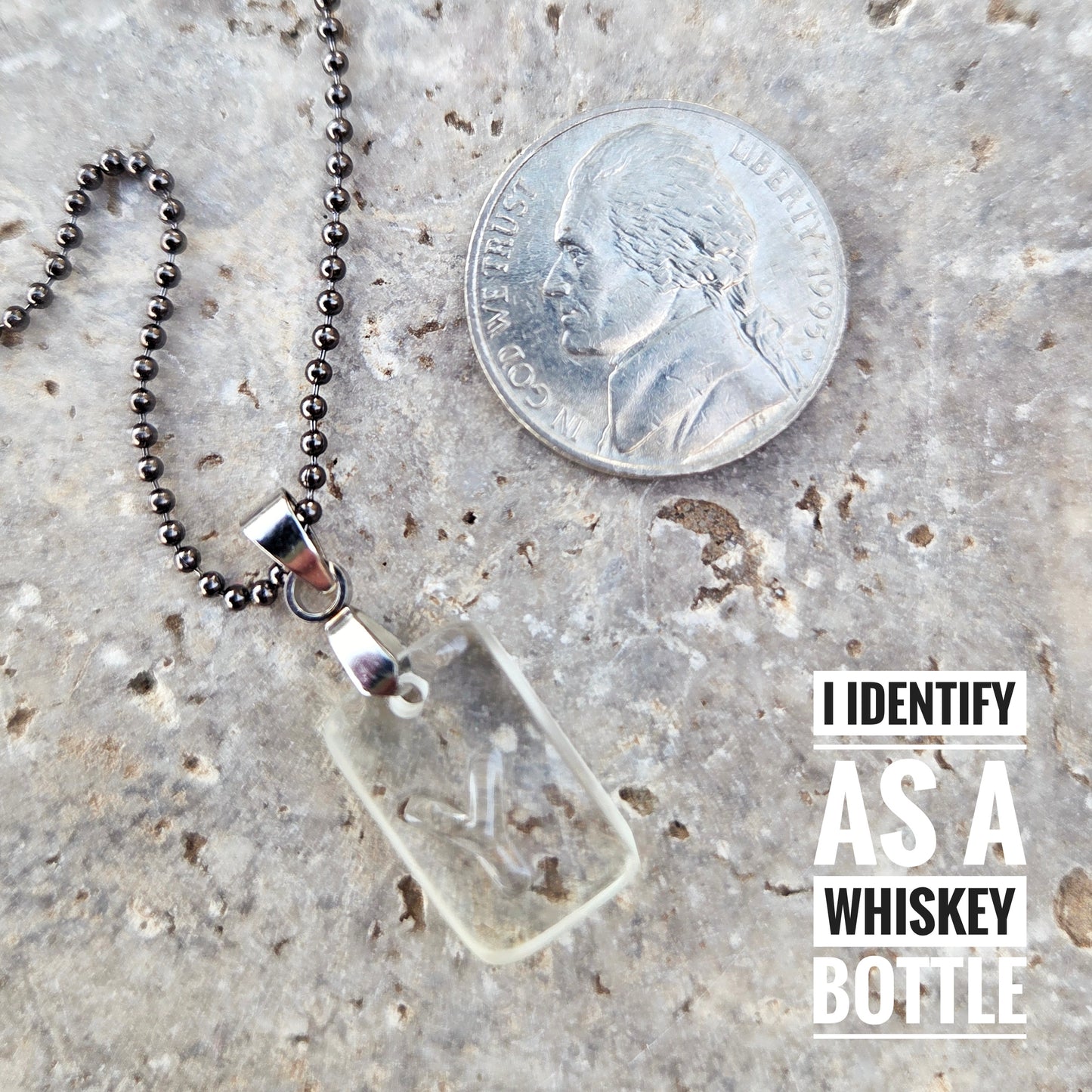 Letter Y Necklace | Recycled Whiskey Bottle Glass Pendant
