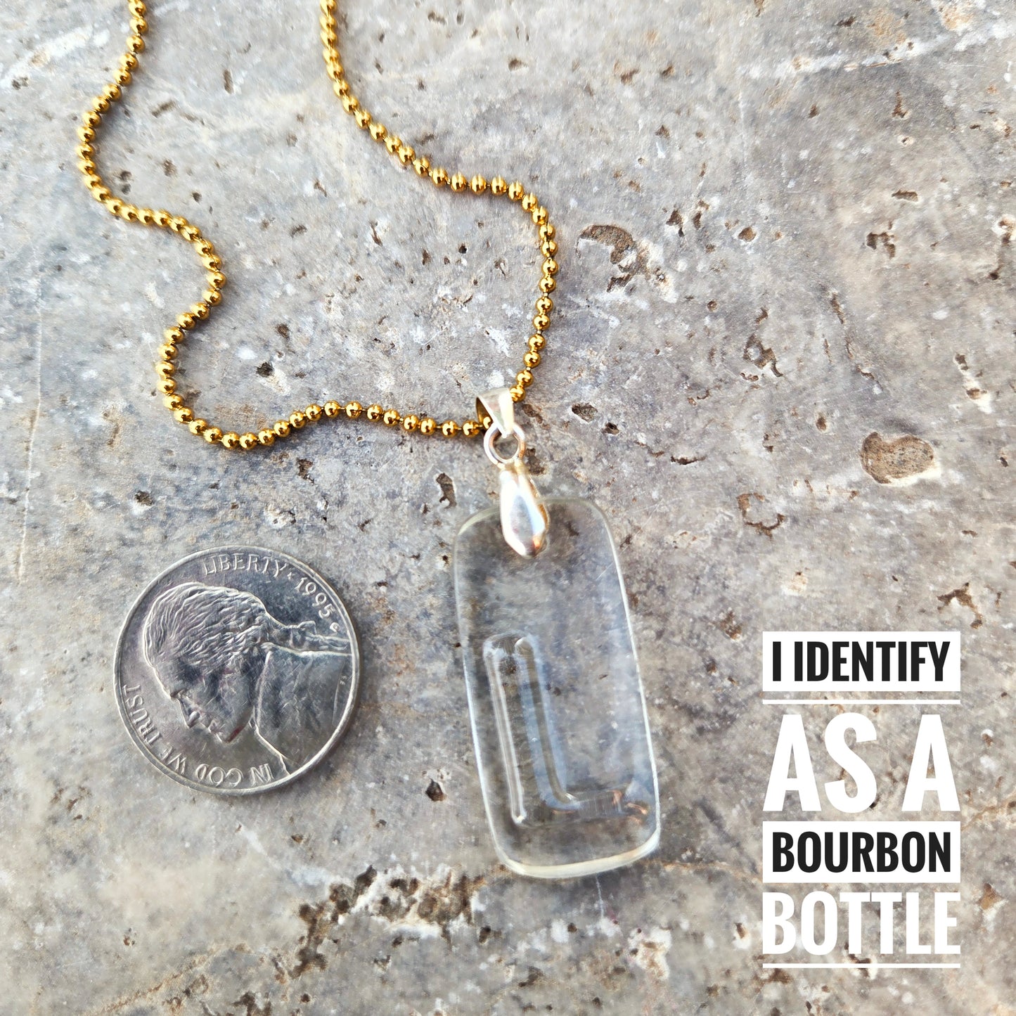 Letter L Necklace | Recycled Bourbon Bottle Glass Pendant