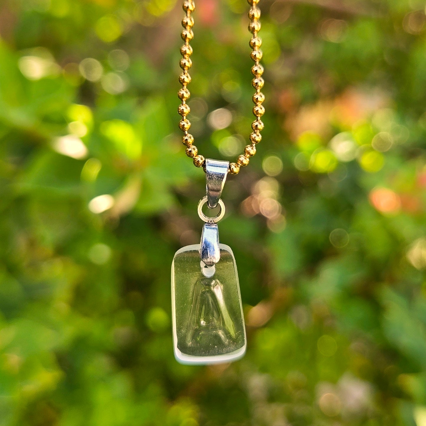 Letter A Necklace | Reclaimed Glass Initial Pendant