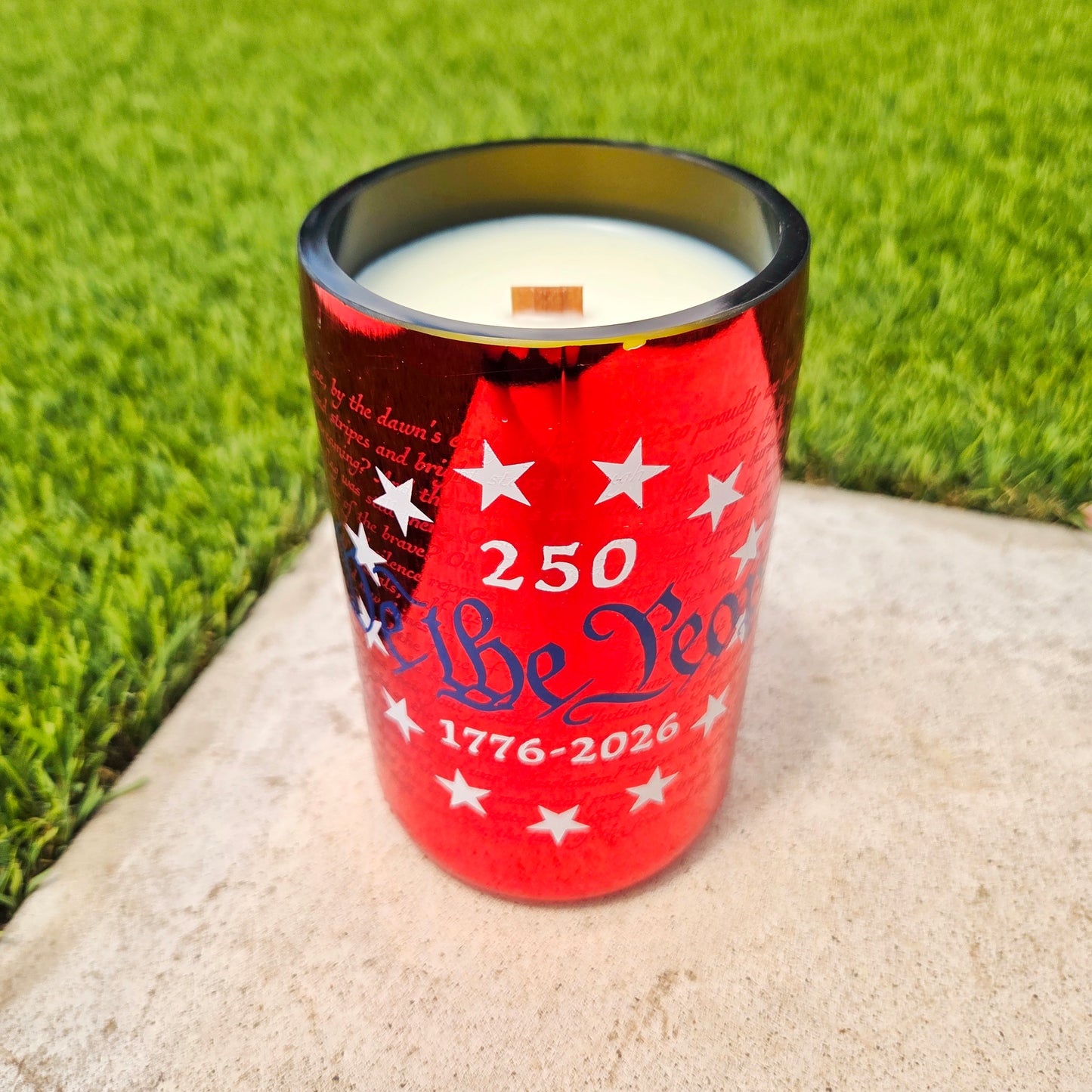 USA We The People Wine Bottle Candle