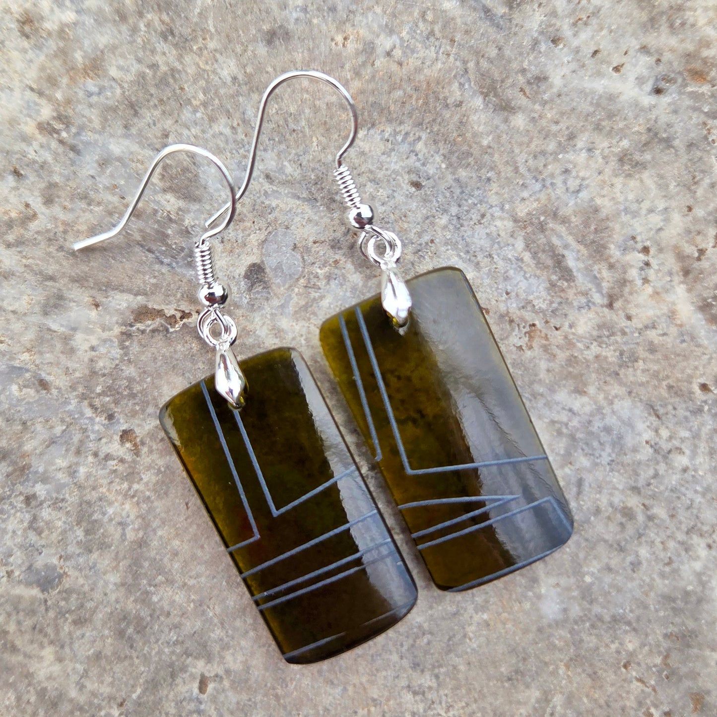 Geometric Glass Earrings | Reclaimed Wine Bottle Jewelry