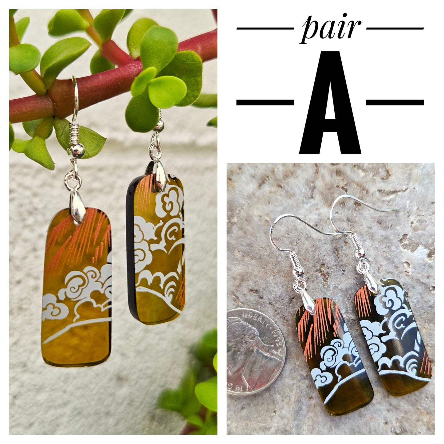 Mountain & Cloud Glass Earrings | Reclaimed Wine Bottles