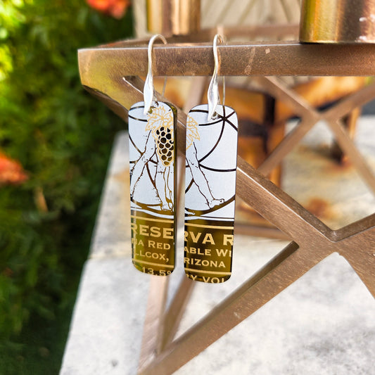 AZ Wine Bottle Glass Earrings | Reclaimed Glass Sterling Silver Earrings