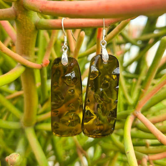Small Studded Glass Earrings | Reclaimed Prosecco Bottles | Sterling Silver
