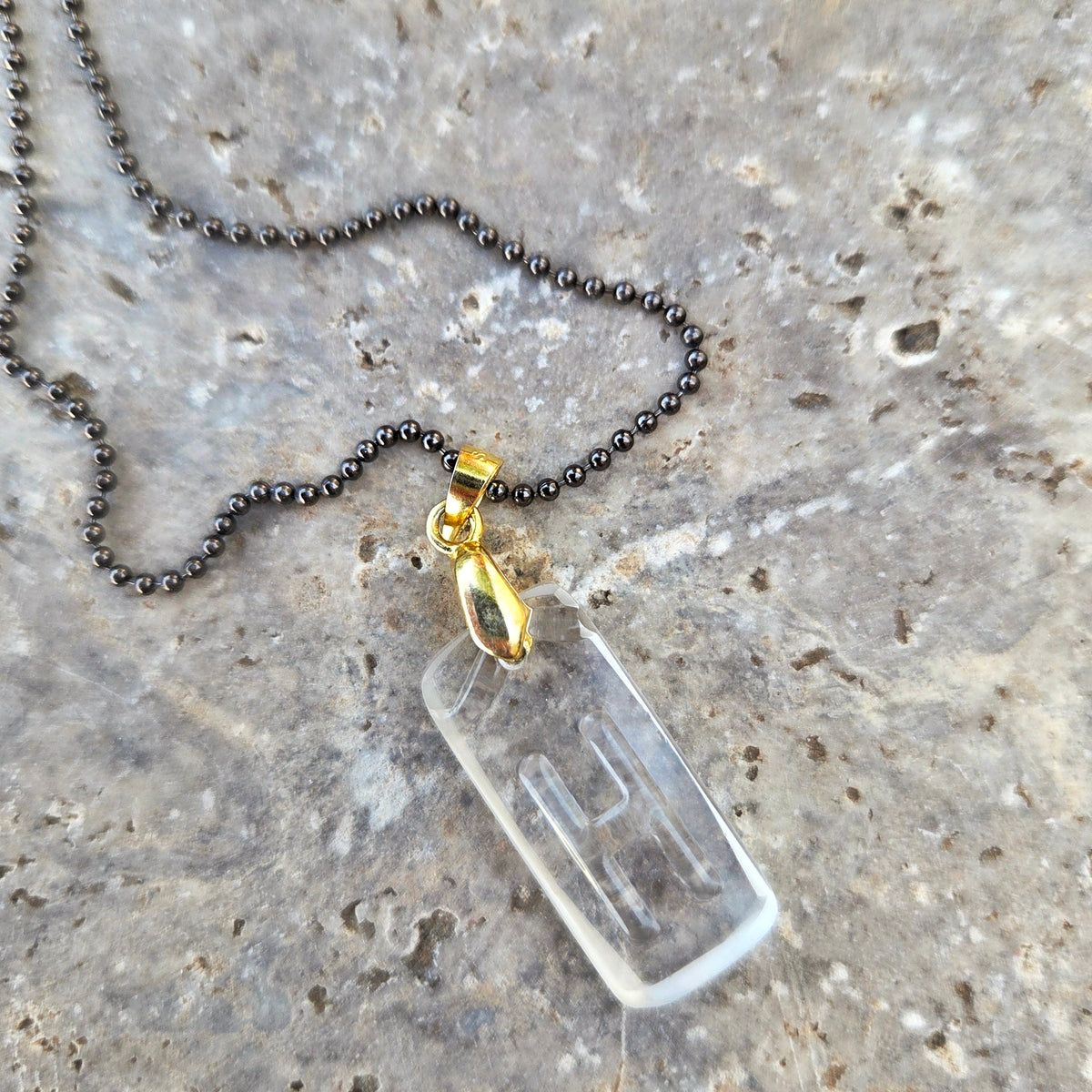 Letter H Necklace | Upcycled Bottle Glass Initial Pendant