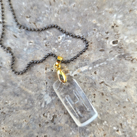 Letter H Necklace | Upcycled Bottle Glass Initial Pendant