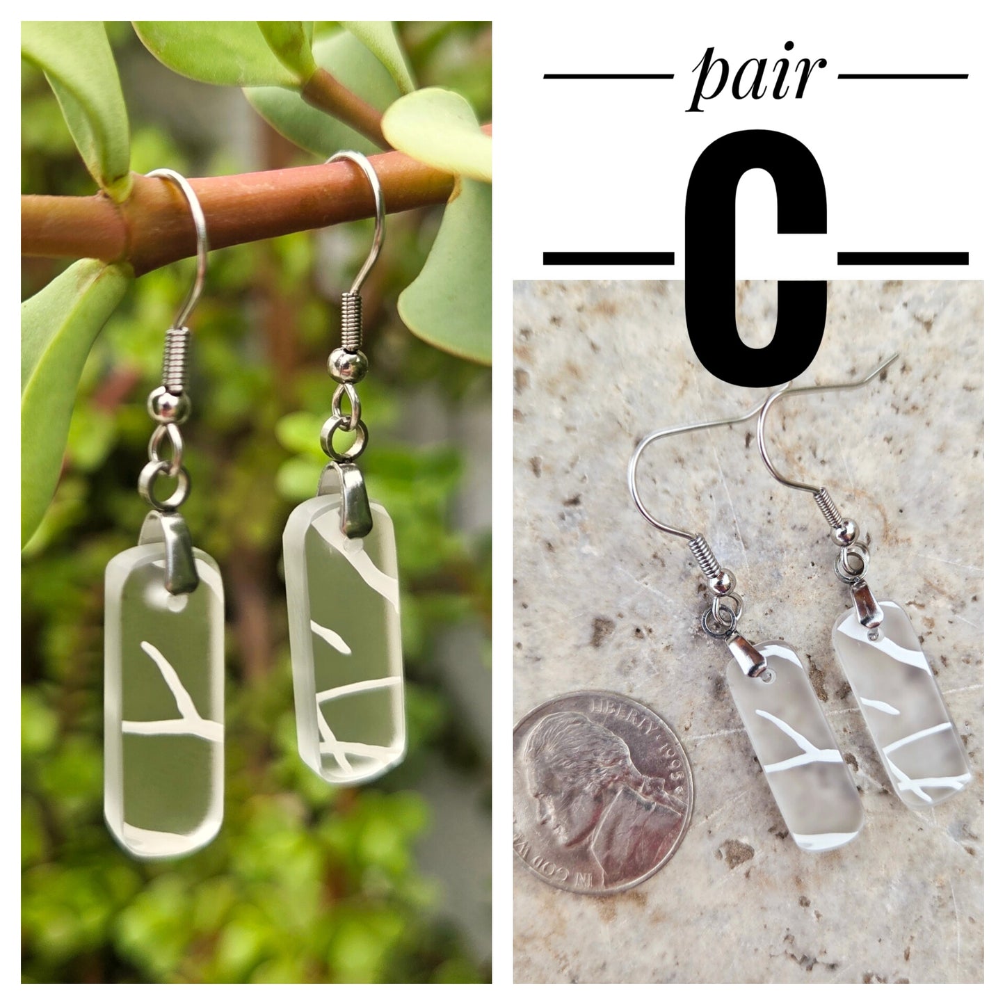 Small Vodka Bottle Tree Glass Earrings | Reclaimed Glass Earrings