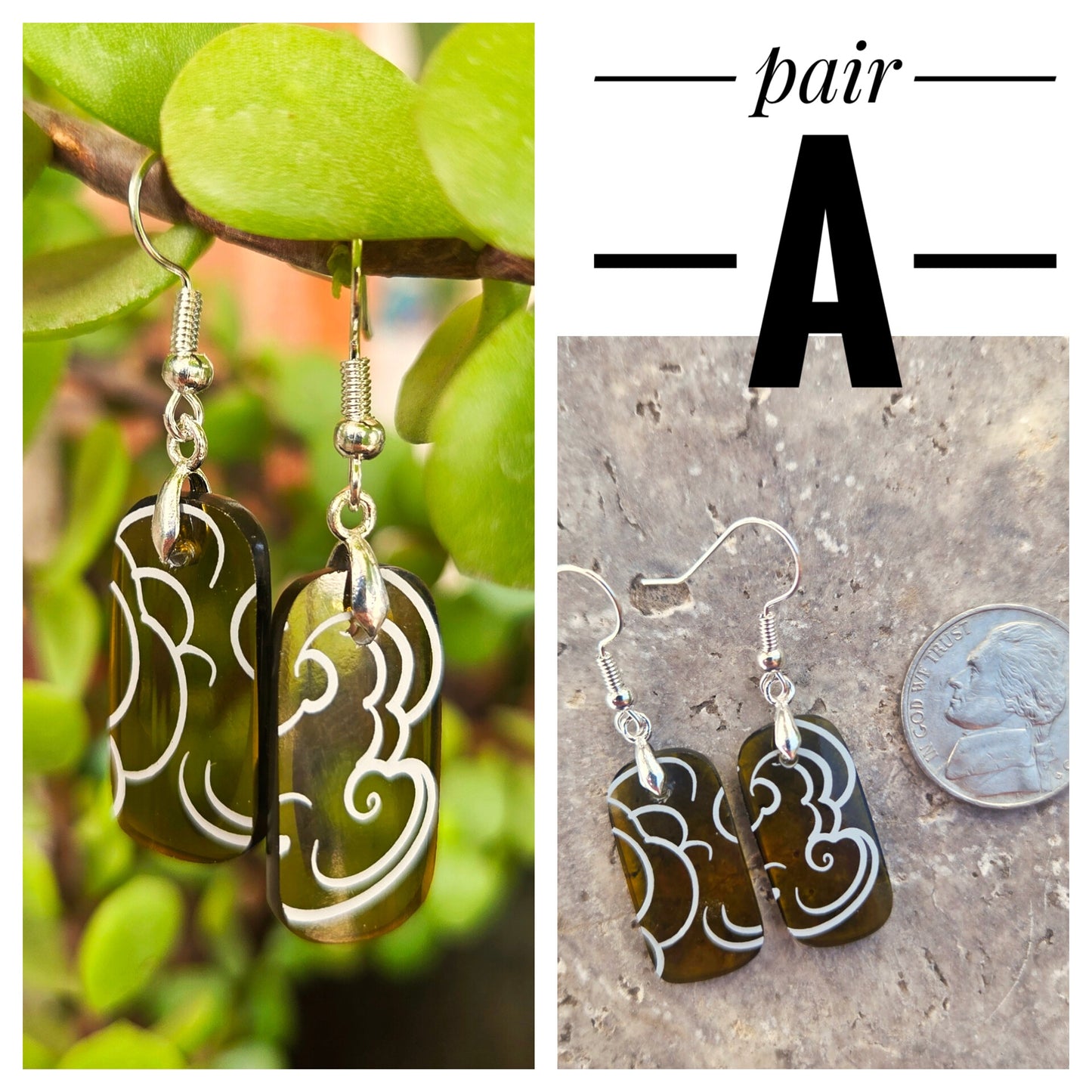 Cloud Wine Bottle Earrings | Reclaimed Glass Jewelry
