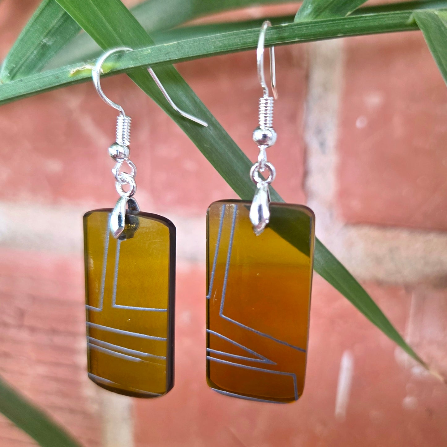 Geometric Glass Earrings | Reclaimed Wine Bottle Jewelry