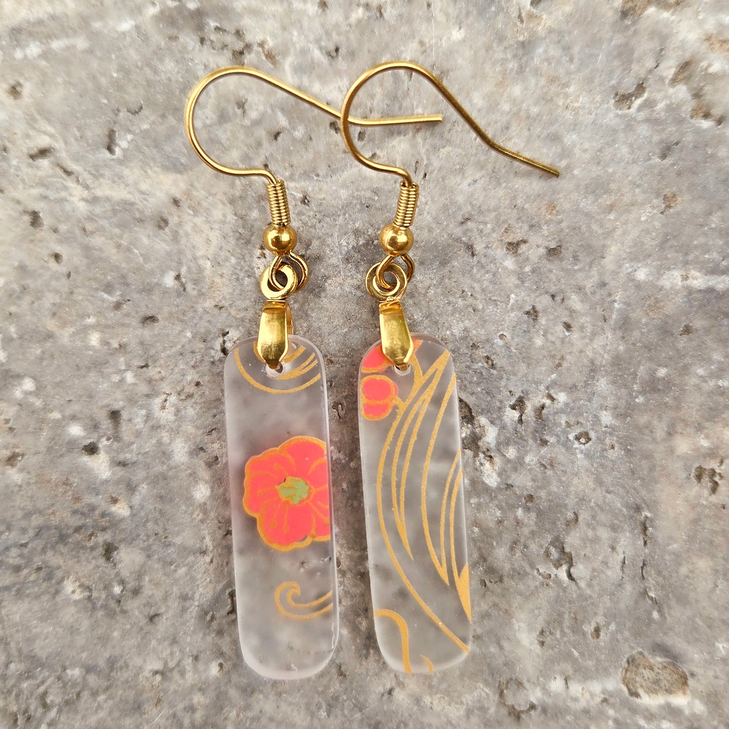 Abstract Floral Glass Earrings | Reclaimed Wine Bottles
