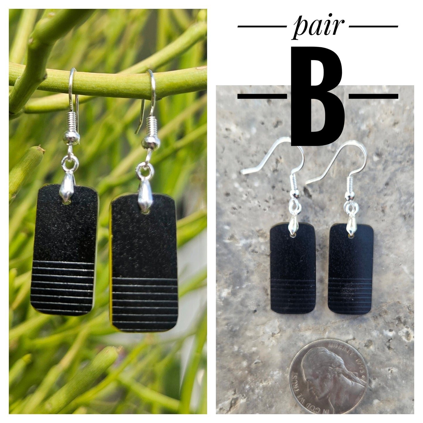 Black Geometric Glass Earrings | Reclaimed Wine Bottle Jewelry