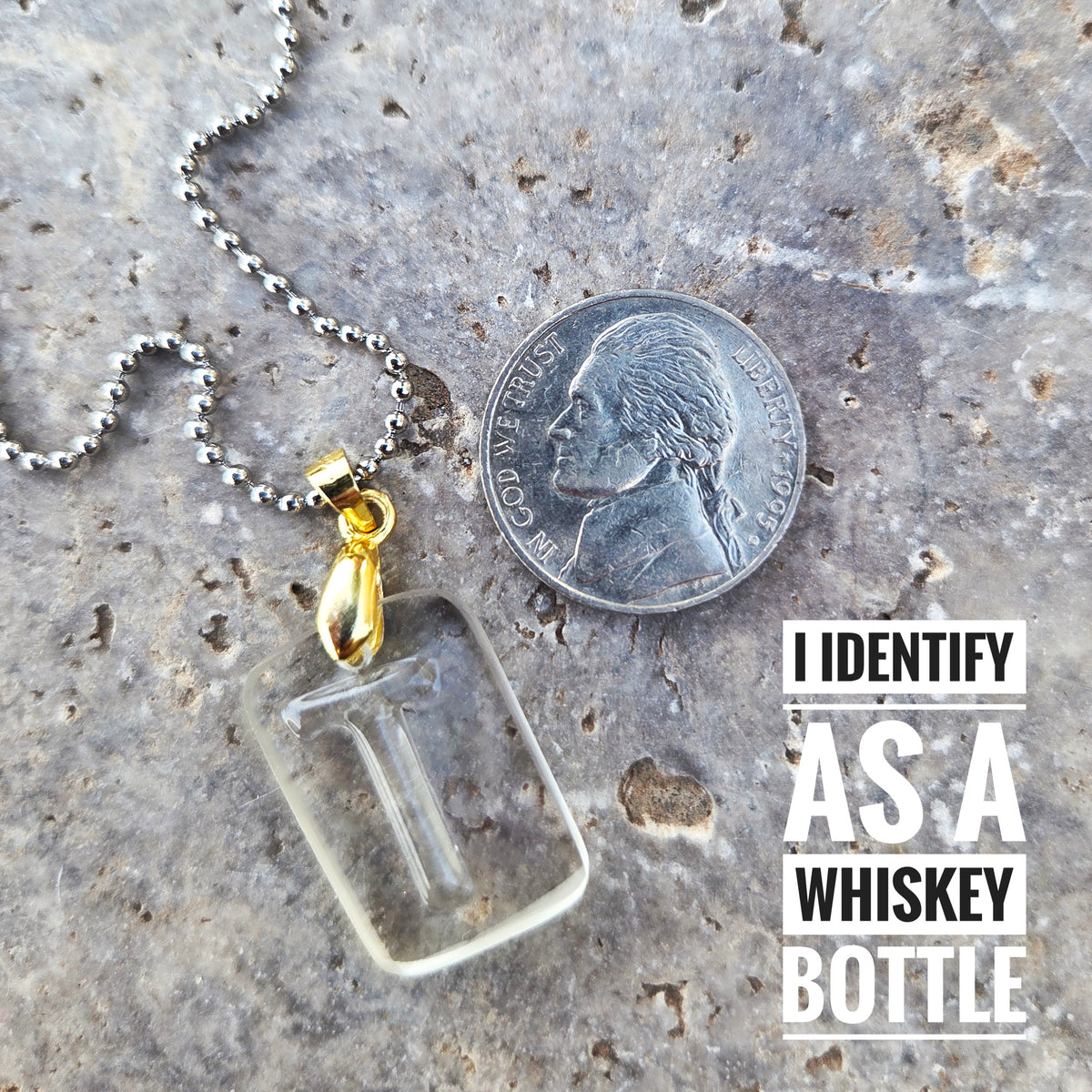Letter T Necklace | Recycled Whiskey Bottle Glass Pendant