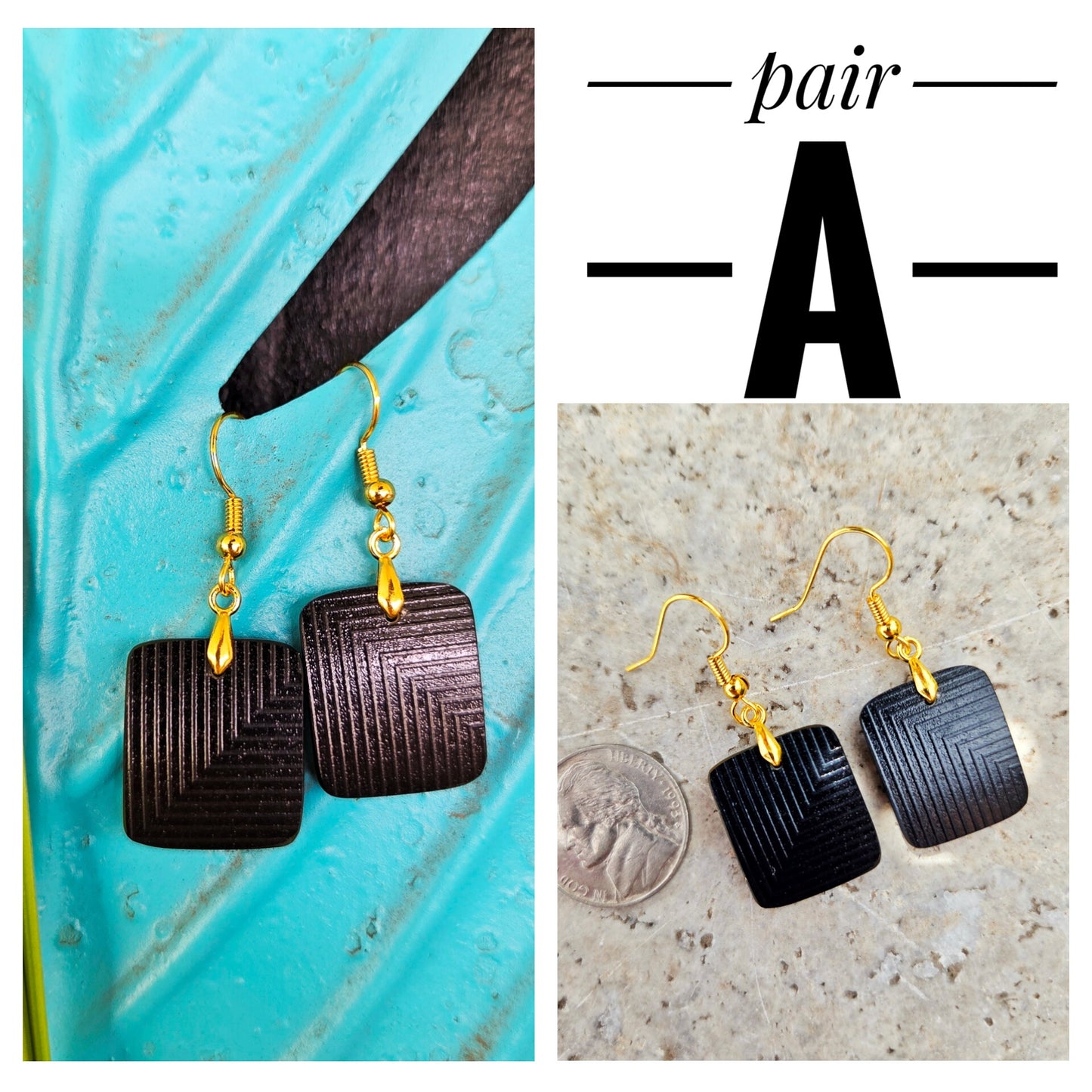 Black Geometric Glass Earrings | Reclaimed Wine Bottle Jewelry